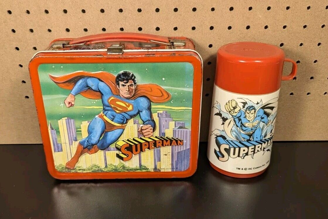 Vintage 1978 Superman Lunch Box & Thermos Aladdin
