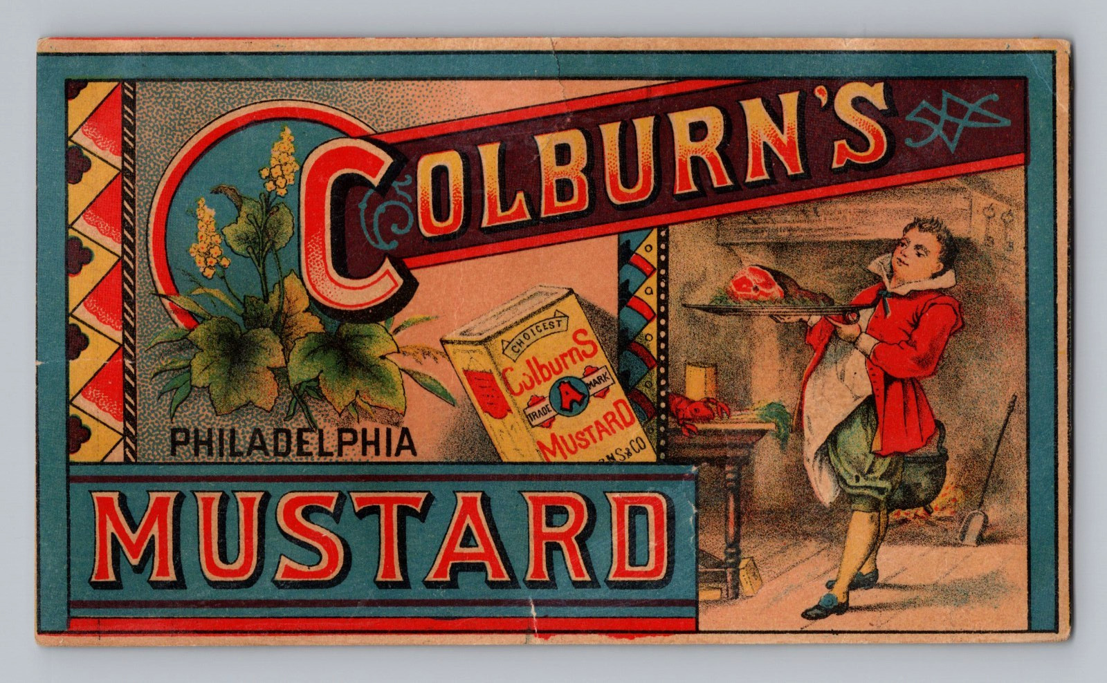 1880s Victorian Trade Card Colburn\'s Mustard Philadelphia Pennsylvania 1880s Victorian Trade Card Colburn\'s Mustard Philadelphia Pennsylvania