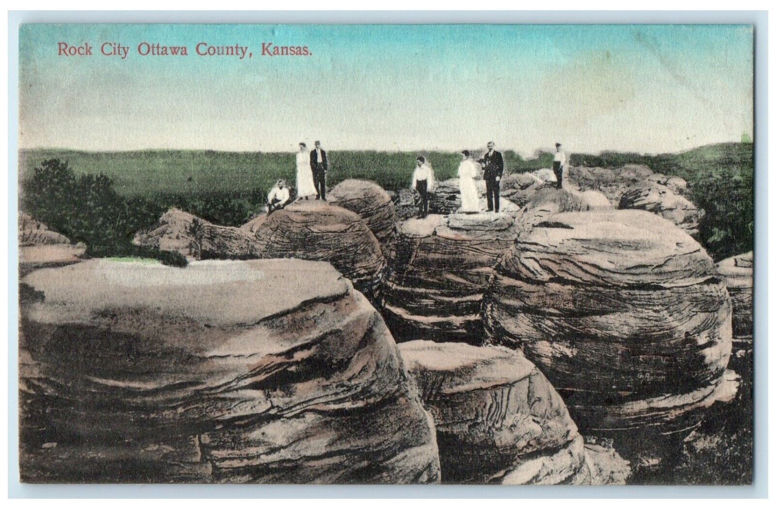 c1910 Rock City Cliff Mountain Ottawa County Kansas KS Vintage Antique Postcard