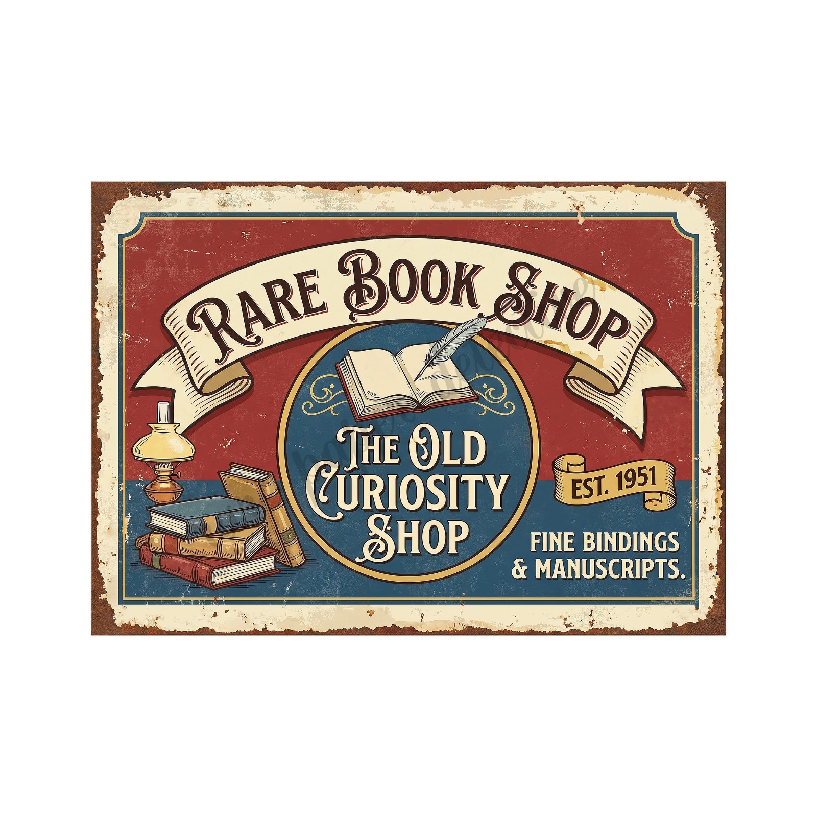 Vintage Advertising Sign Print Rare Book Shop Retro 1950s, 5\ Vintage Advertising Sign Print Rare Book Shop Retro 1950s, 5\