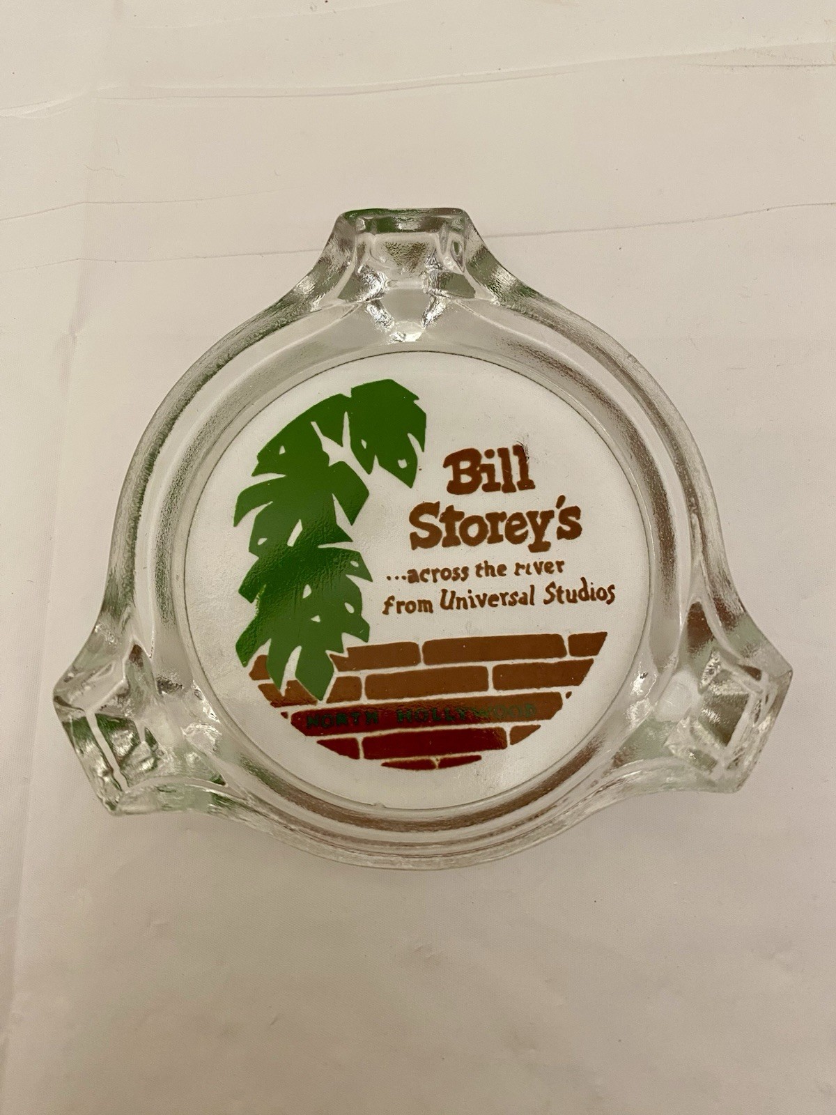 Vintage Bill Storey's MCM Glass Ashtray Universal Studios North Hollywood