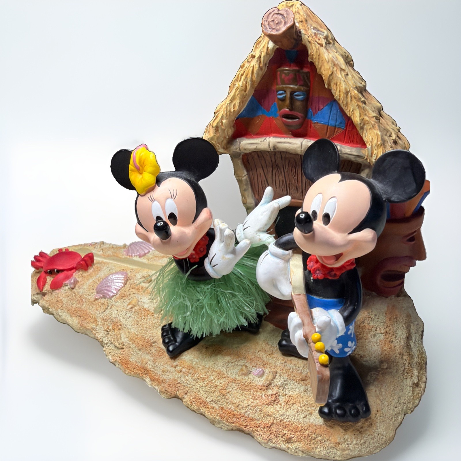 Rare Retired Disney Parks Mickey & Minnie Tiki Hula  Figurine