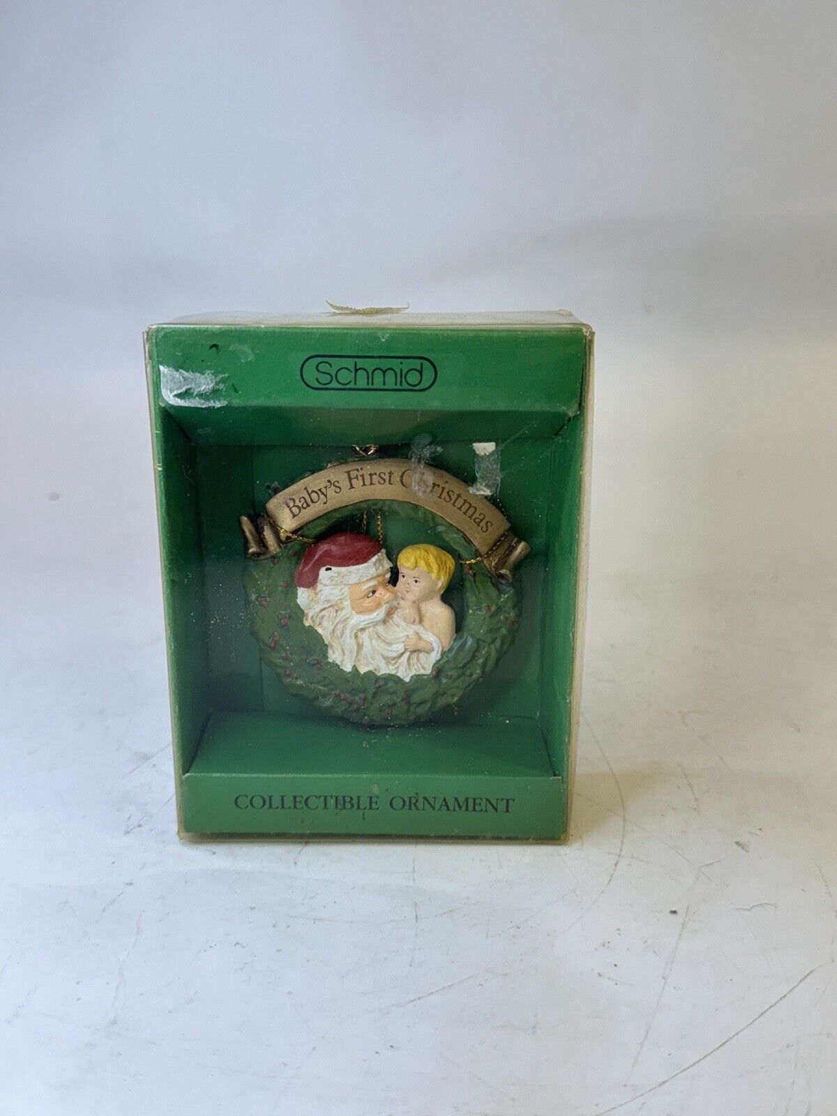 1990 RARE Schmid Vintage Colectible Ornament Baby's First Christmas Santa Claus