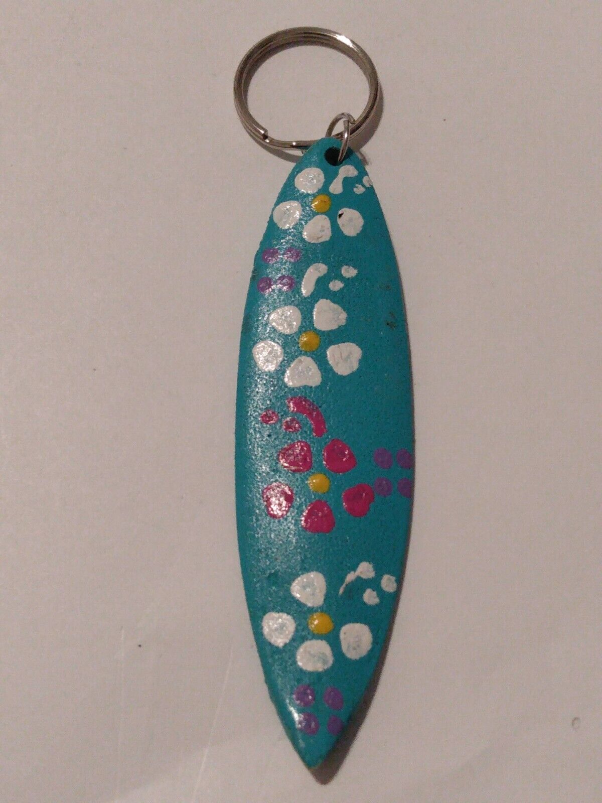 Hand Painted Multicolor Floral Novelty Surfboard Keyring