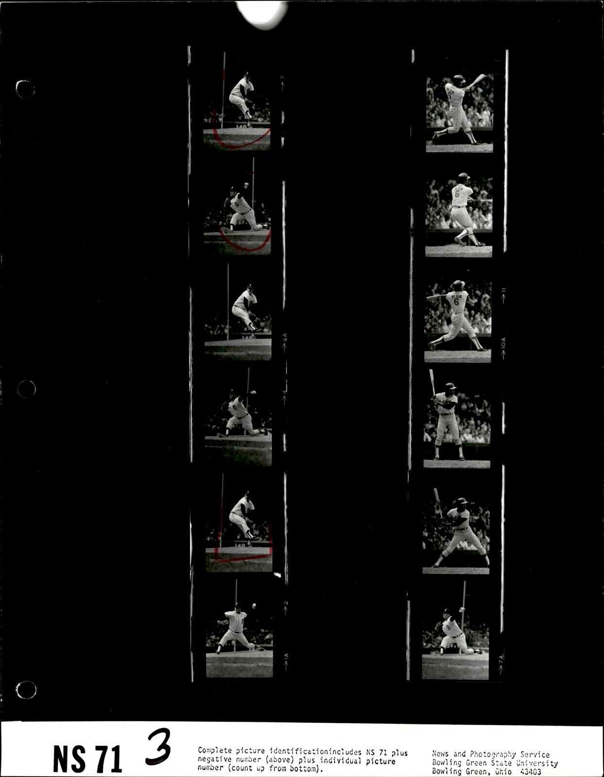 LD323 \'71 Orig Contact Sheet Photo PAUL BLAIR BALTIMORE ORIOLES - DETROIT TIGERS