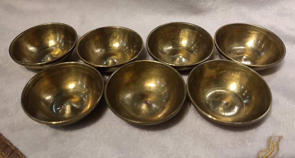 Real Nice Tibet Set 7P 1800s Old Antique Buddhist Alloy Copper Water supply bowl