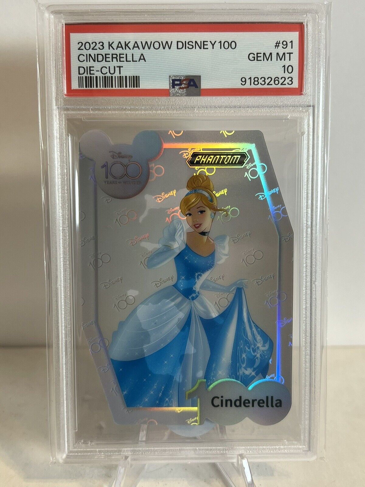 Cinderella 2023 Kakawow Phantom Disney 100 Die-Cut Holo PSA 10 Gem Mint