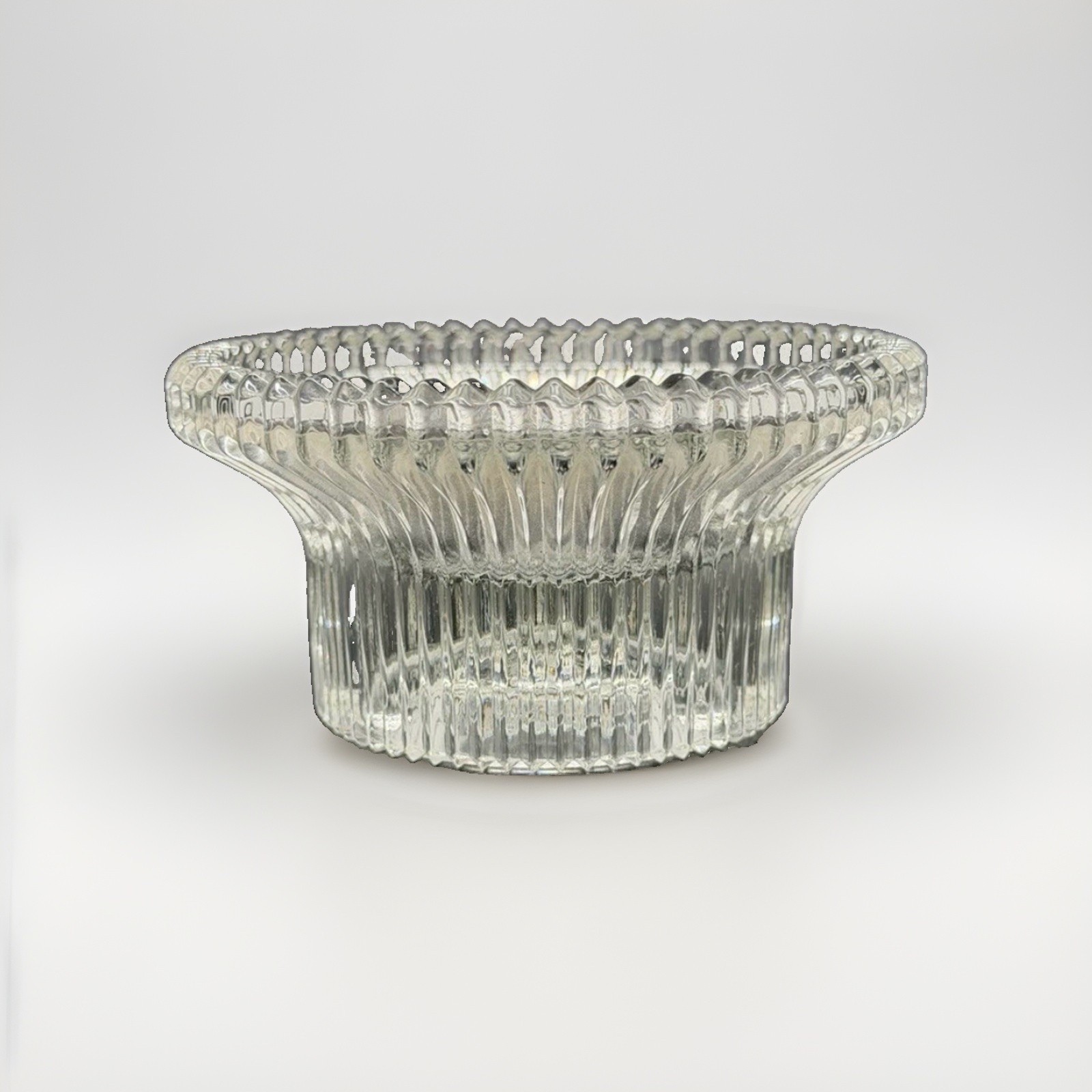 Vintage Indiana Glass Clear Ribbed Fairy Lamp Candle Holder Base ONLY Vintage Indiana Glass Clear Ribbed Fairy Lamp Candle Holder Base ONLY