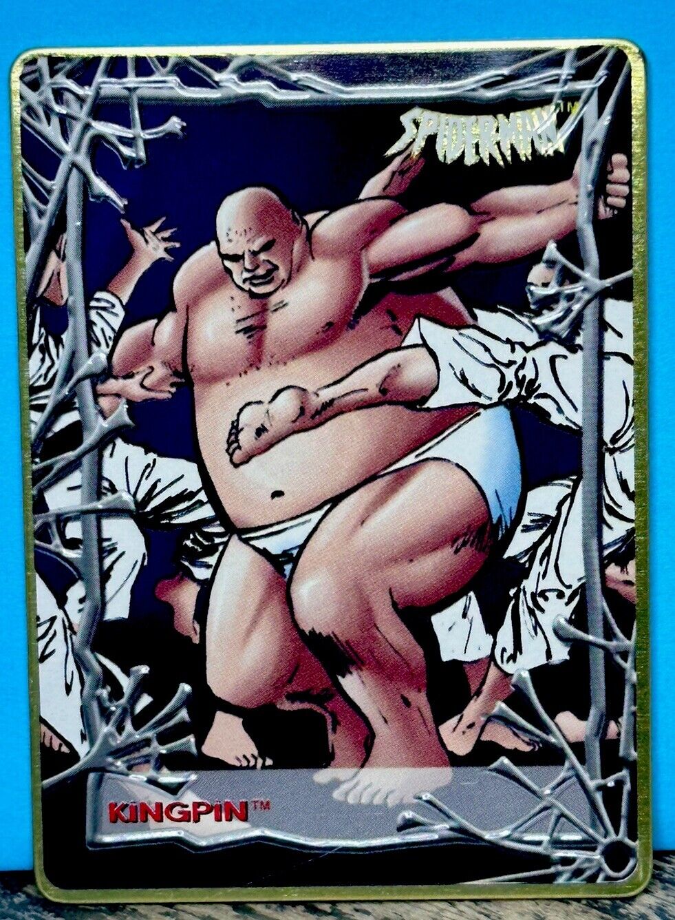 RARE SPIDER-MAN MARVEL METAL CARD Spider-Man /12000 Kingpin 🔥 SP GOLD 90’s
