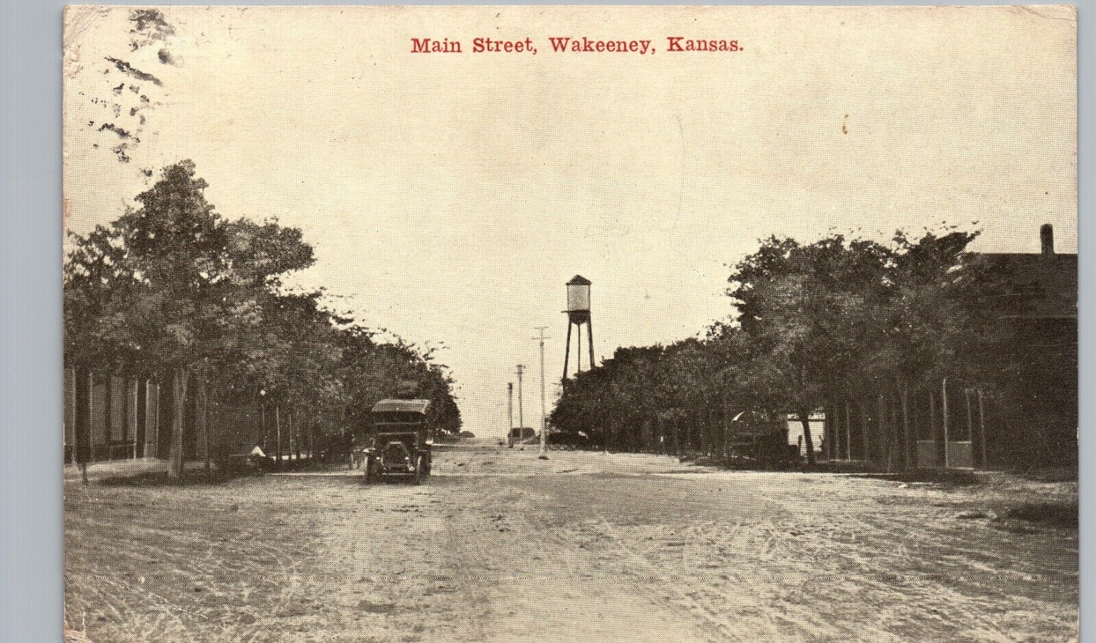 MAIN STREET c1910 wakeeney ks original antique postcard kansas history dirt road