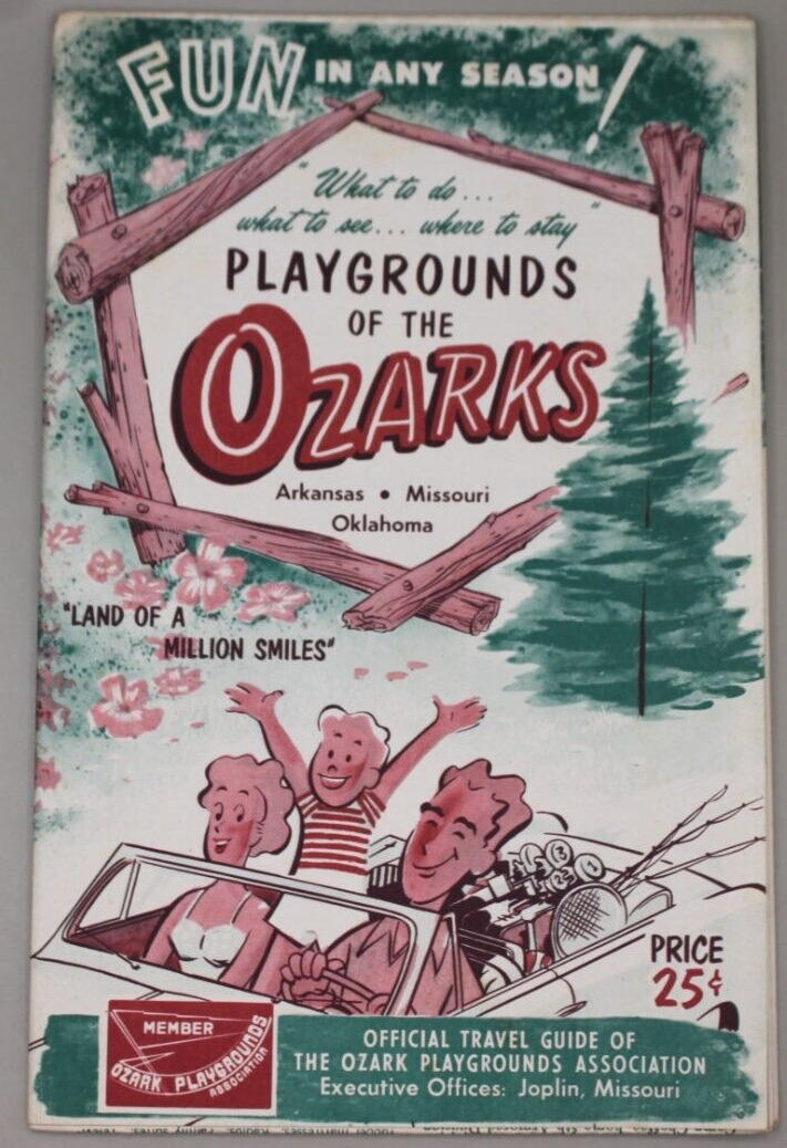 Vintage 1955 Ozarks Travel Brochure Guide Fold-Out Map
