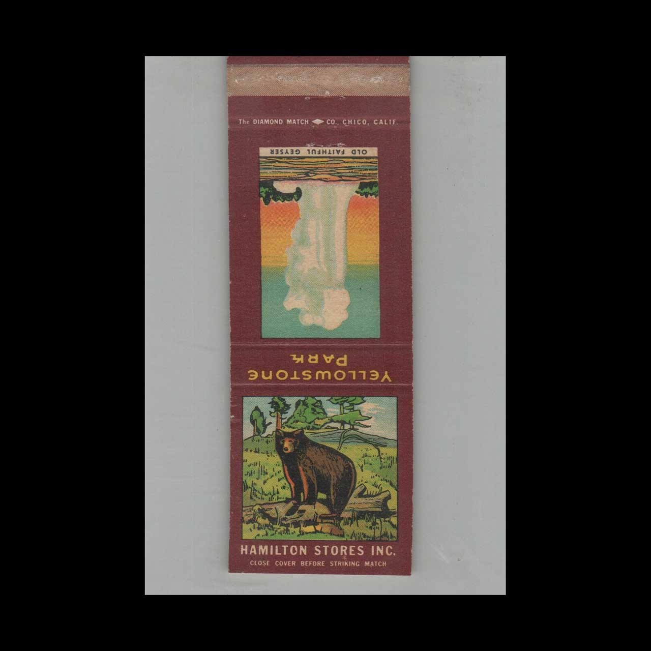Matchbook Cover Yellowstone Park Hamilton Stores
