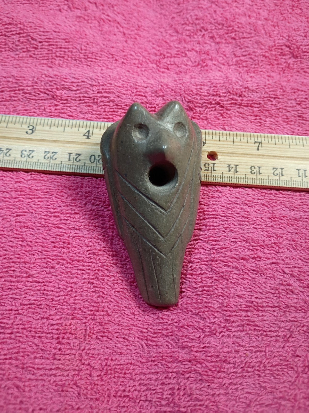 Native American Indian Artifacts Beautiful Owl Effigy Fort Ancient Bird Pipe 
