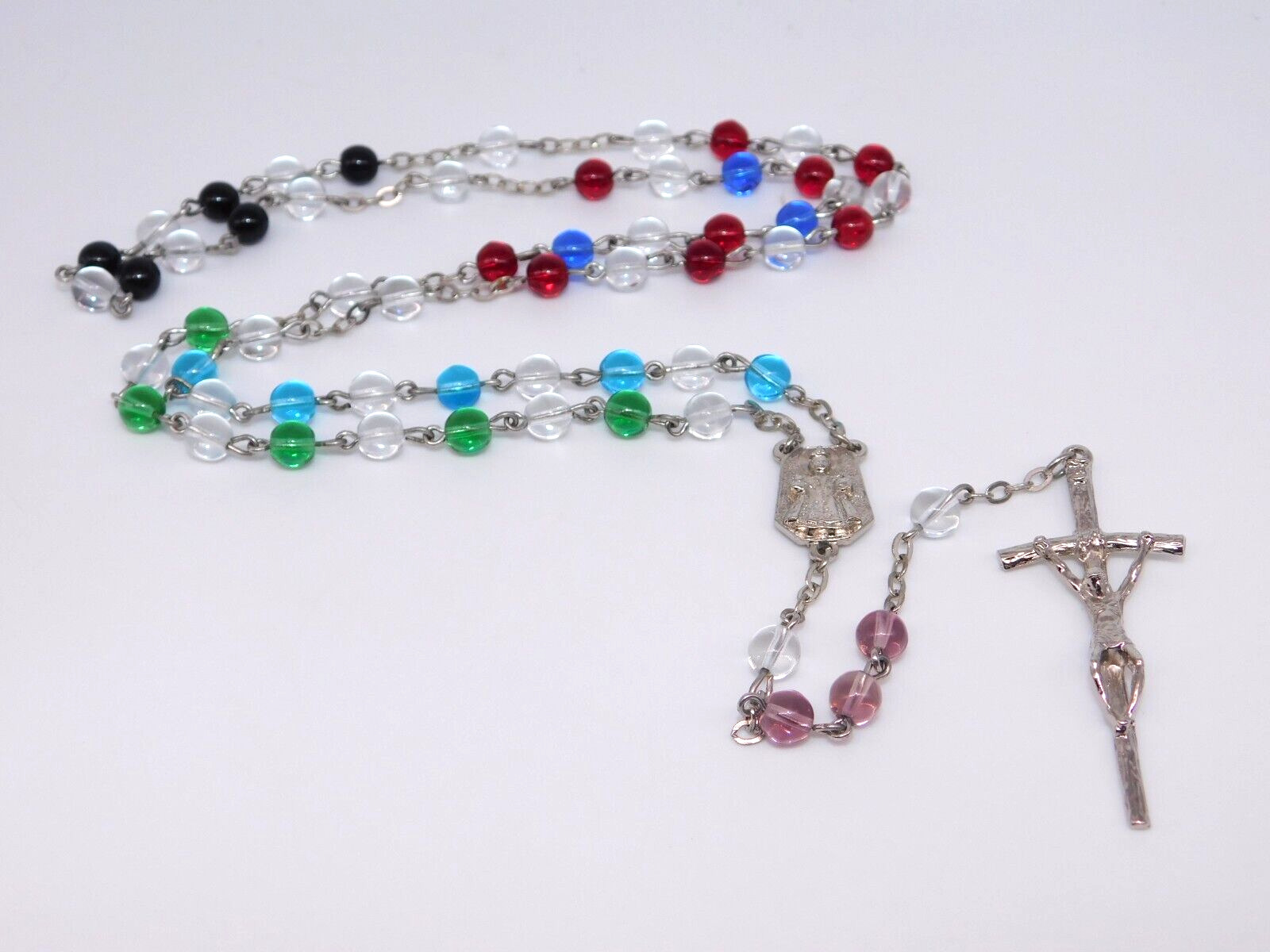 Multi Color Rosary Catholic Prayer Beads Religious Crucifix