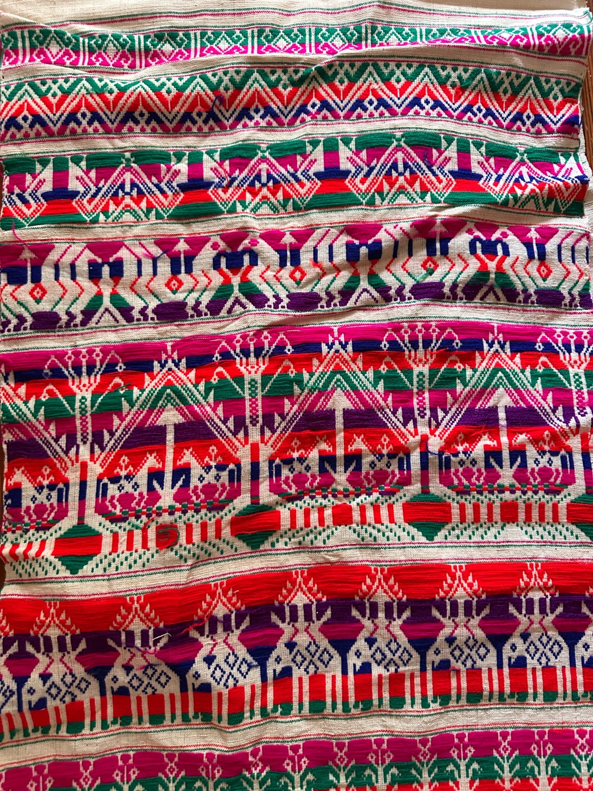Southeast Asian Thai Woven Linen Shawl, Thailand, Vintage