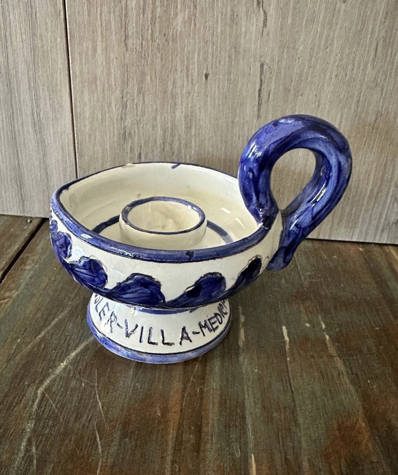 Deruta Italy Hotel Hassler Villa Medici Ceramic Candle Holder Vintage