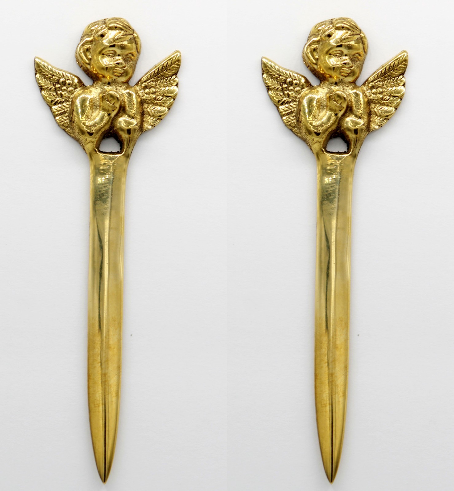 1 Set ANGEL VINTAGE BRASS LETTER OPENER   Office Mail Envelope opener