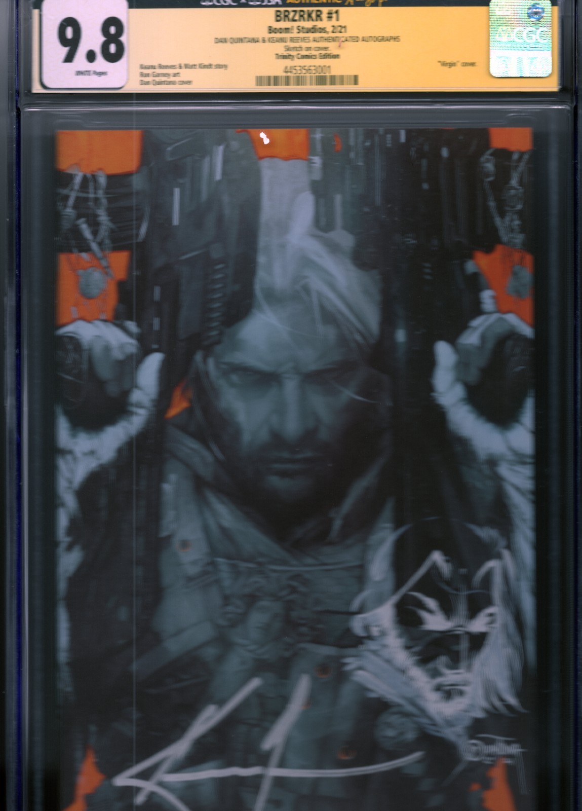 BRZRKR #1 CGC 9.8 Keanu Reeves Dan Quintana Signed 1/1 Sketch JSA