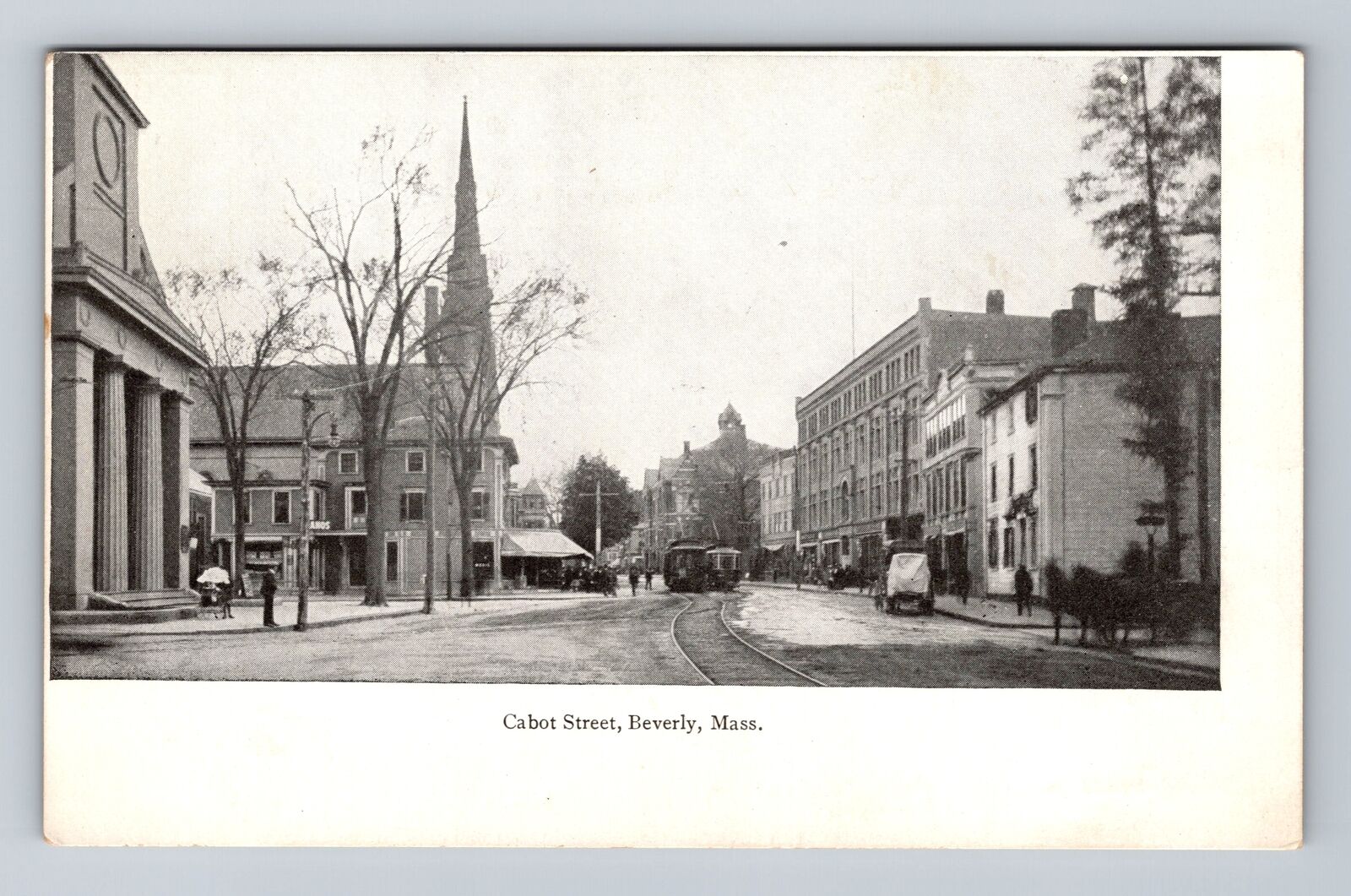 Beverly MA-Massachusetts, Scenic View Of Cabot St, Antique Vintage Postcard