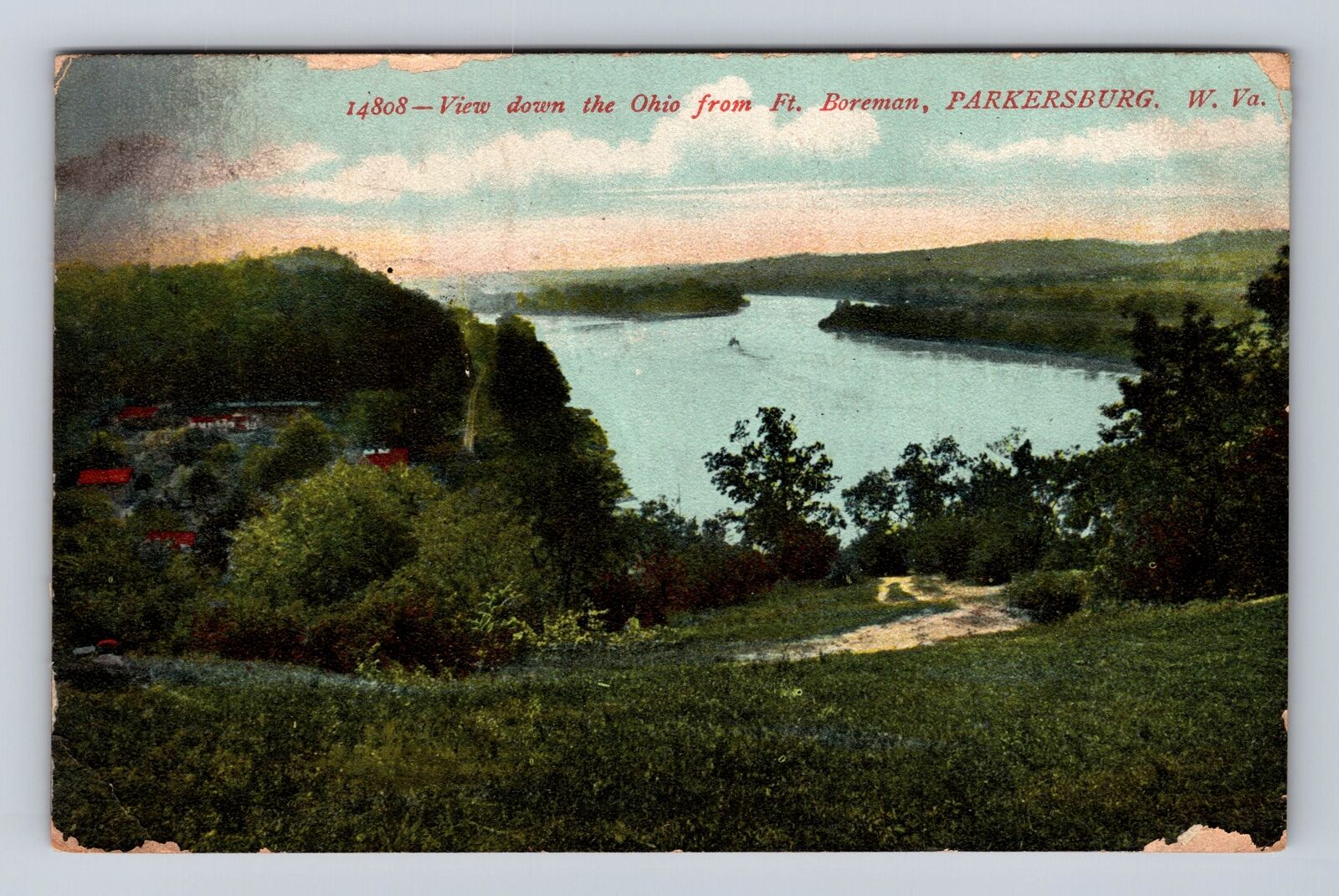 Parkersburg WV-West Virginia, Down Ohio Fort Boreman, Vintage c1908 Postcard