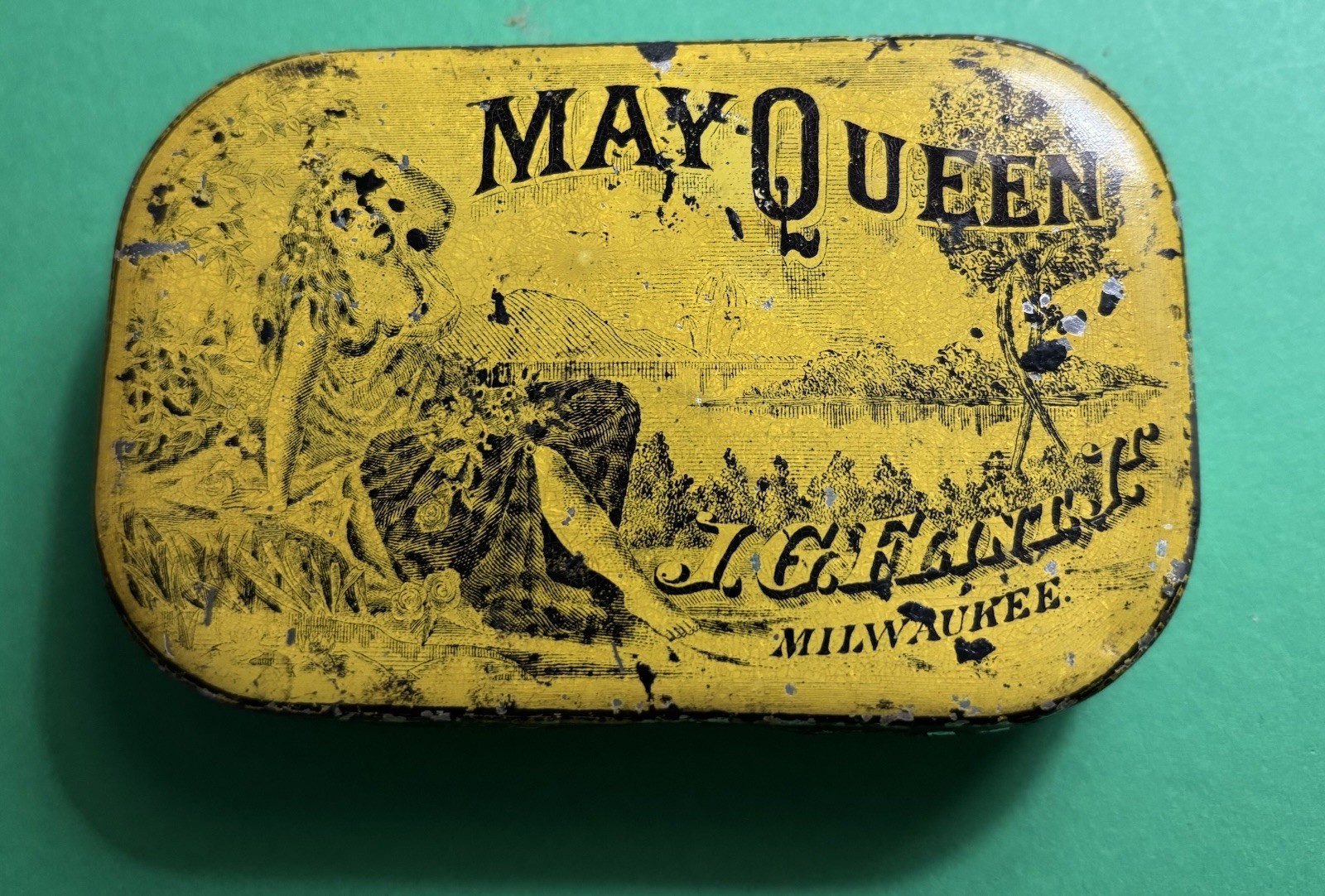 May Queen by J.G. Flint Co. Scarce Early Pocket Tin