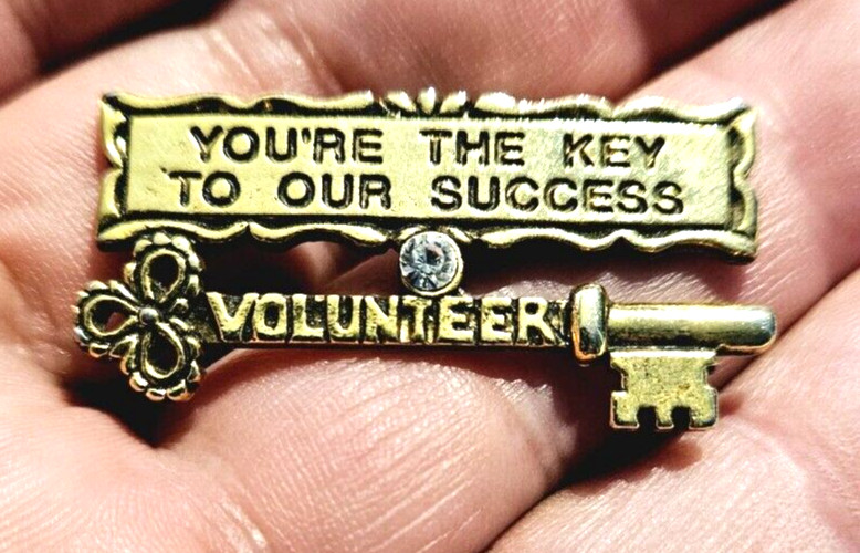 Vintage You\'re the Key to Our Success Volunteer Metal Jewel encrusted pinback Vintage You\'re the Key to Our Success Volunteer Metal Jewel encrusted pinback