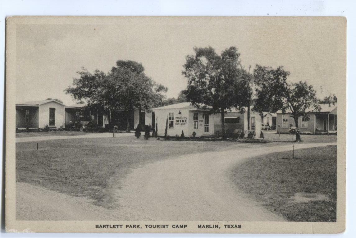 Postcard Bartlett Park Tourist Camp Marlin Texas TX 
