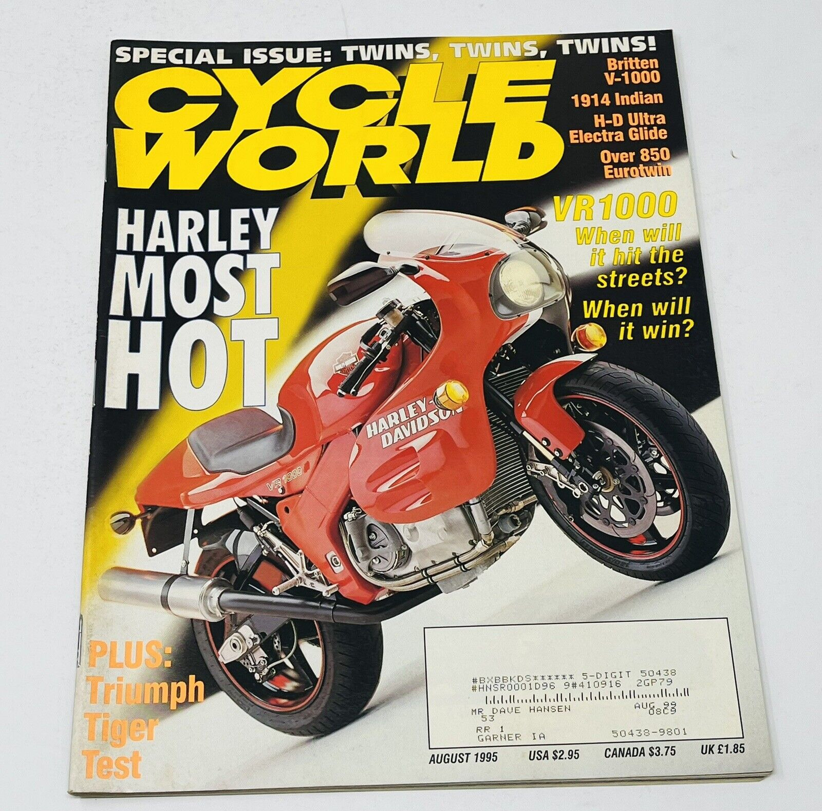 1995 Cycle World Magazine Motorcycle Harley Davidson VR1000 Britten V1000 Indian