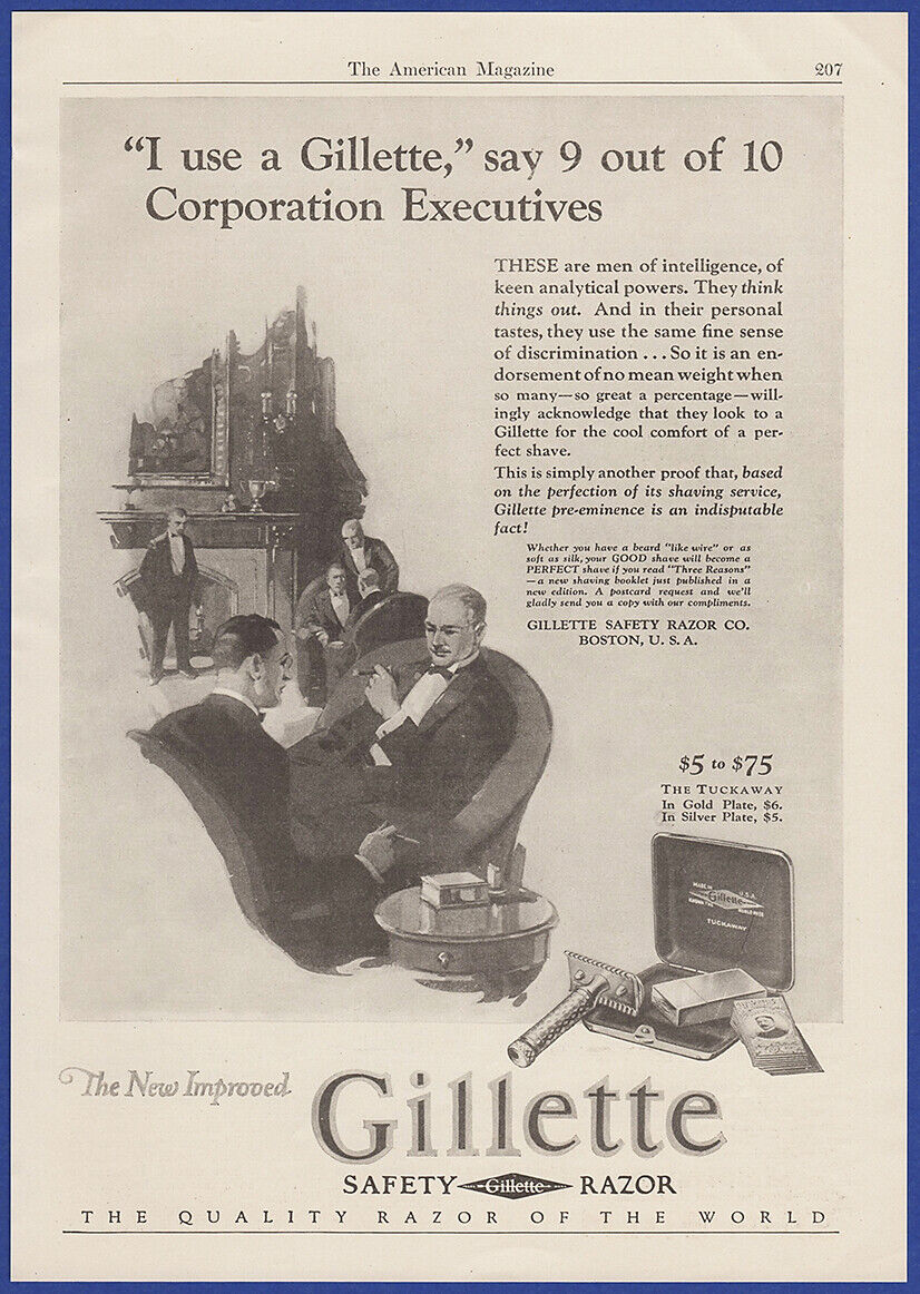 Vintage 1926 GILLETTE Safety Razor Blades Shaving Ephemera 20\'s Print Ad