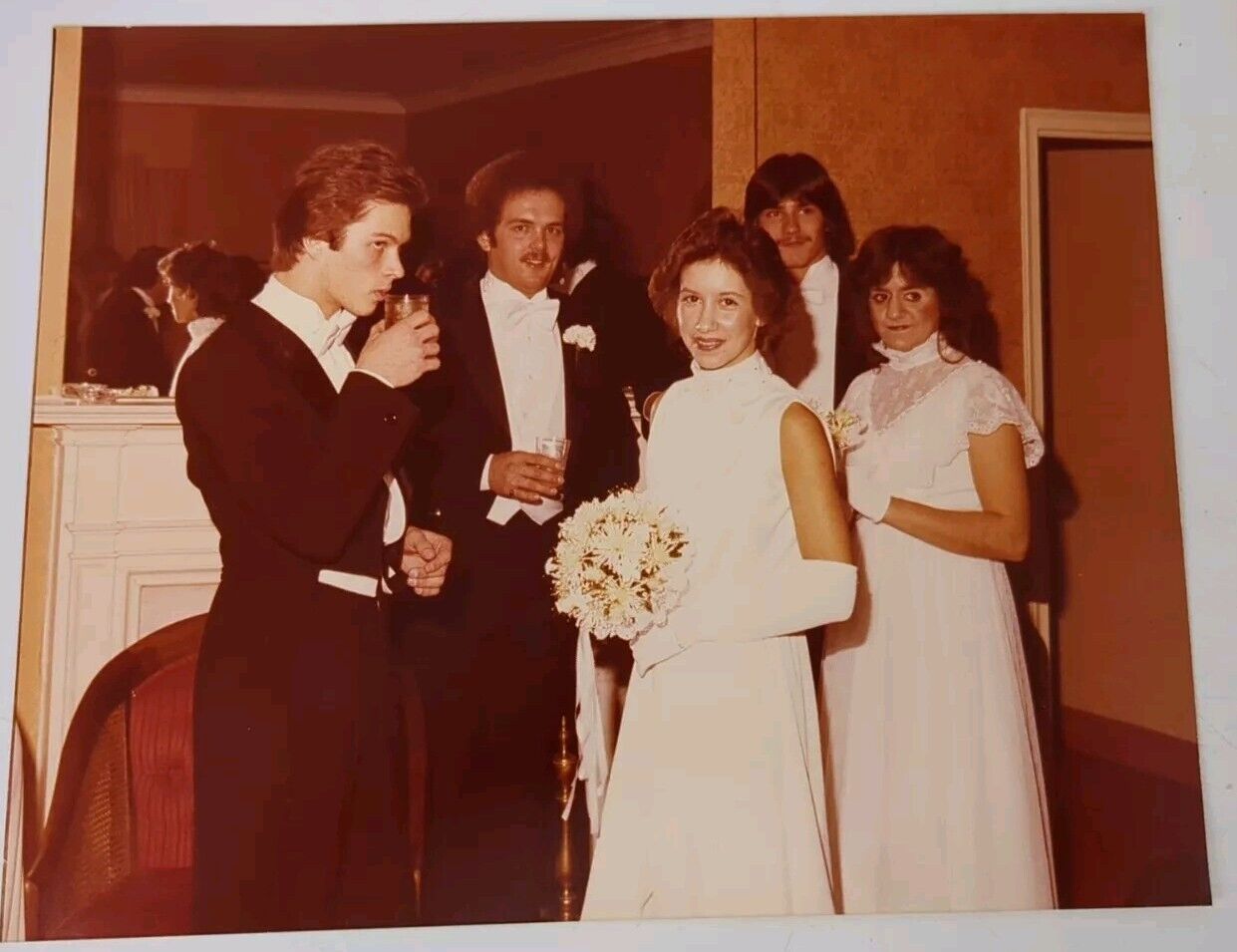 Vintage 1970s Found Photograph Original Photo Wedding Awkward Wedding Party