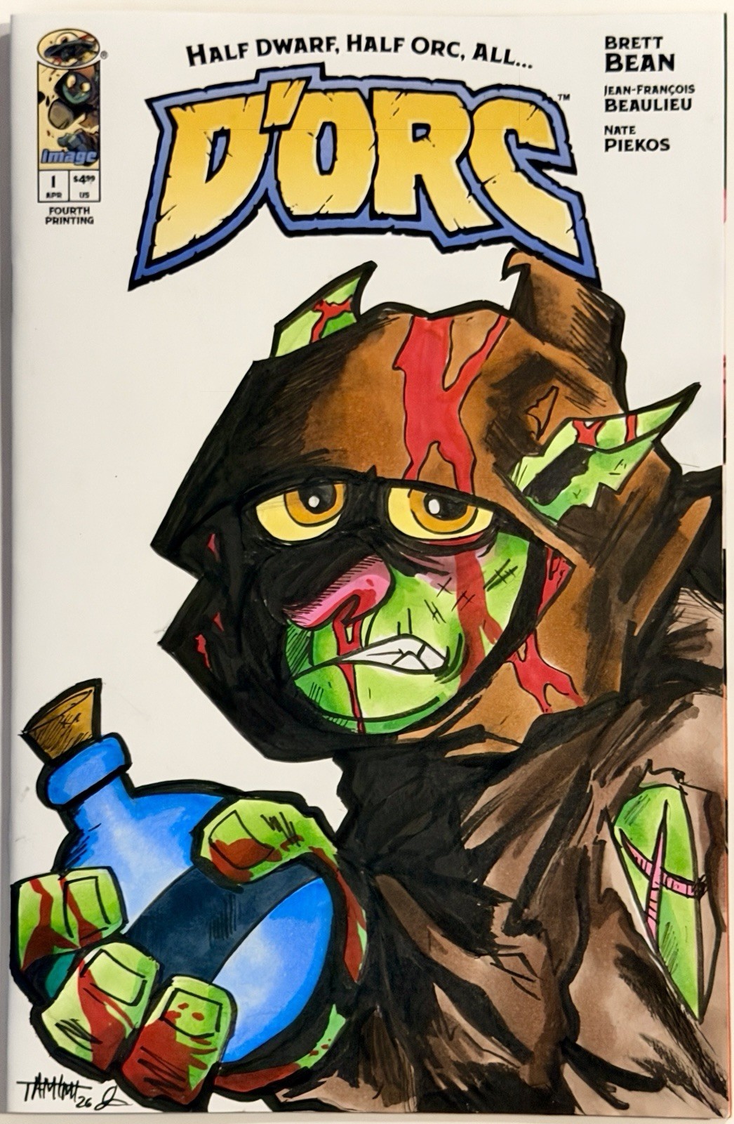 D'orc 1 - Blank Sketch Variant Cover w/Original Art by Tamimi +Remarked COA Dorc