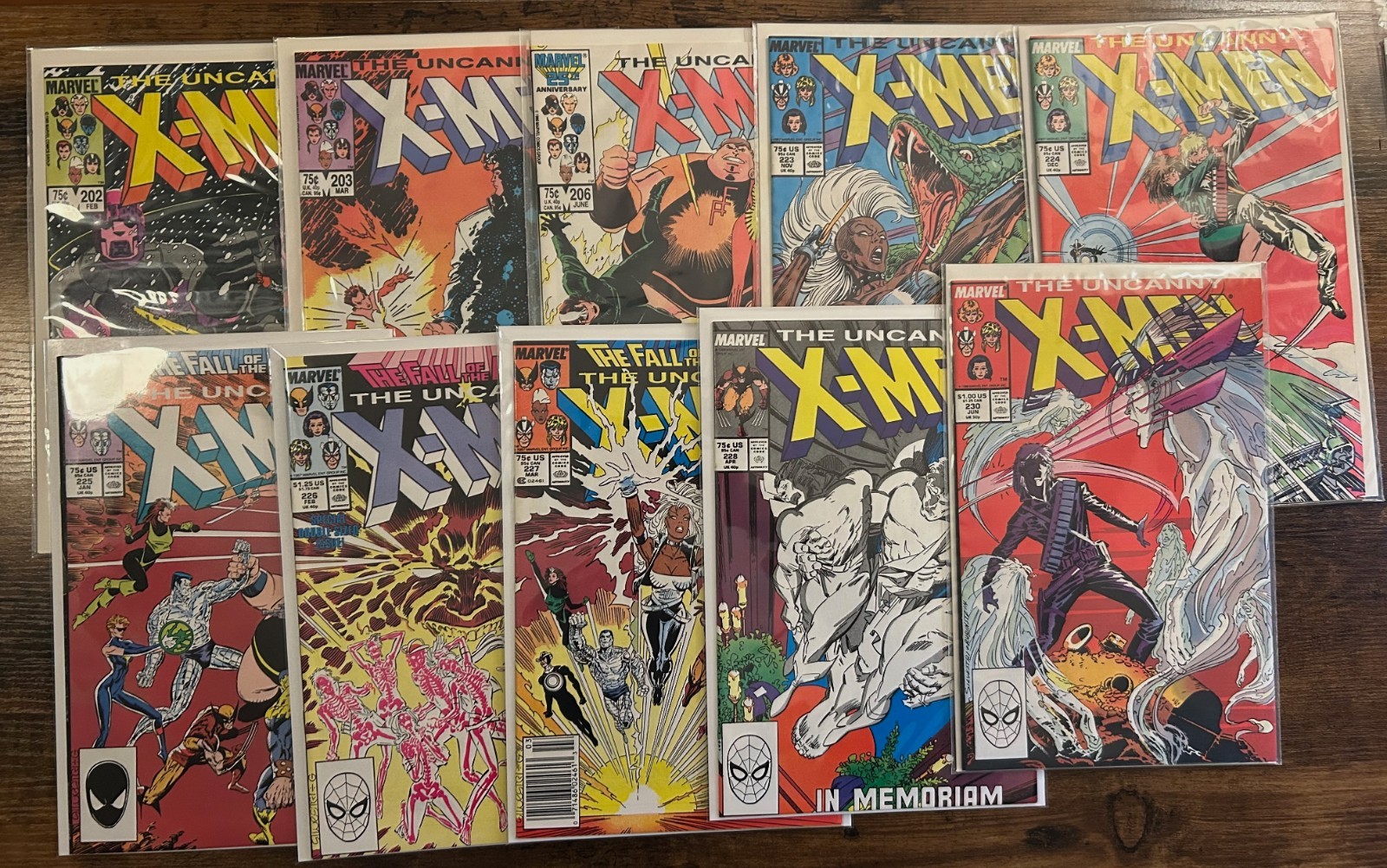 Lot of 10 Uncanny X-Men #202 203 206 223 224 225 226 227 228 230  Marvel Comics