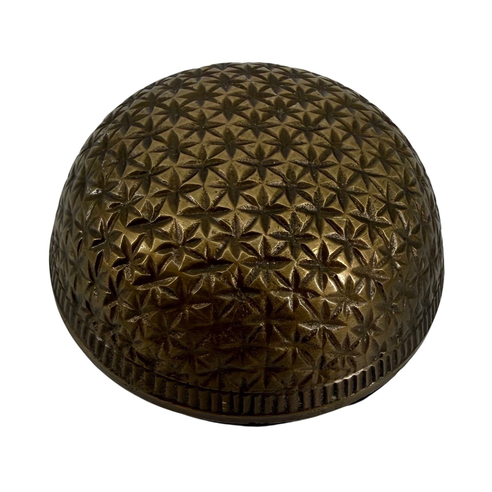 Vintage Bombay Company Brass Paperweight Etched Starburst Geometric Dome India
