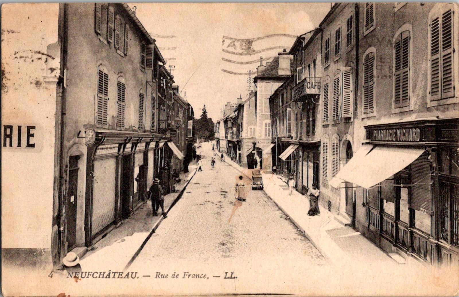 Neufchateau France Street View Rue de France Storefronts WWI Postcard Neufchateau France Street View Rue de France Storefronts WWI Postcard