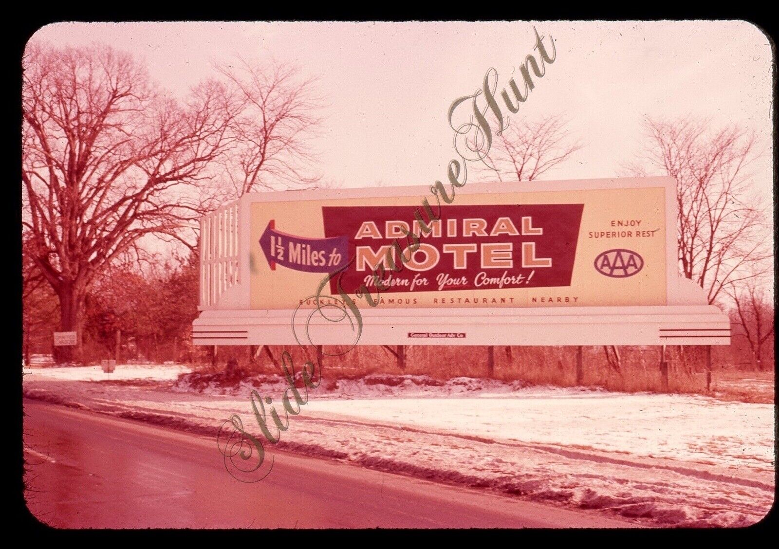 Admimal Motel Indianapolis Indiana Billboard Sign 1950s 35mm Slide AAA