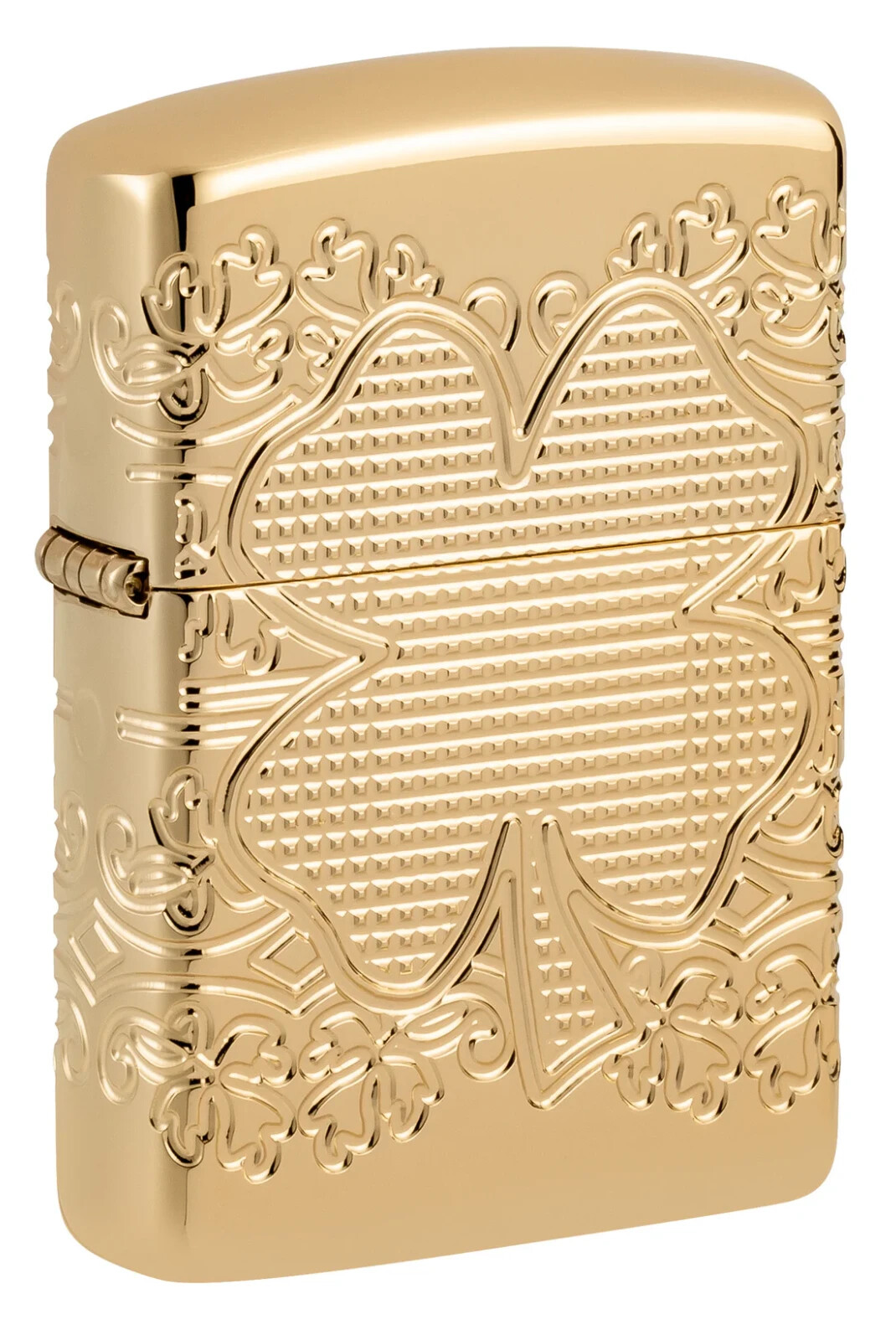 Zippo Armor Lucky Clover Design Multicut Textured High Polish Gold Plate 46301 Zippo Armor Lucky Clover Design Multicut Textured High Polish Gold Plate 46301