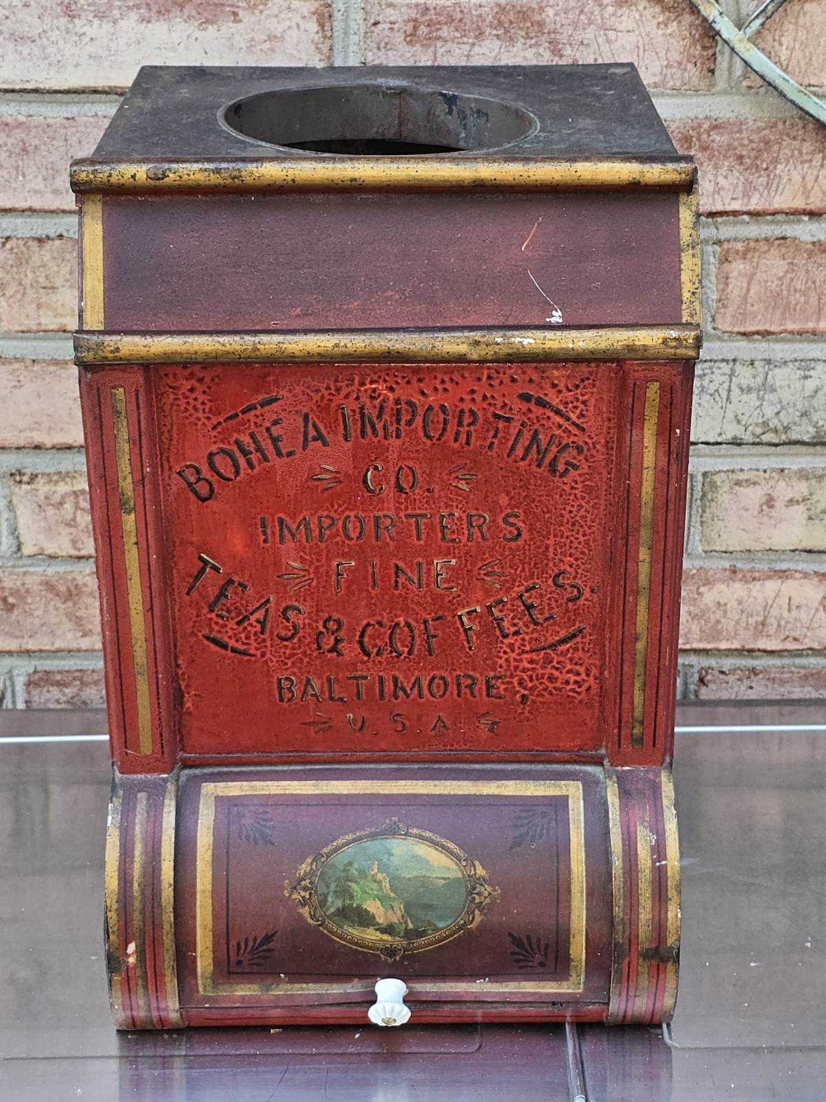 Antique 1900's Bohea Importing Co Tea & Coffees Country Store Bin, Baltimore MD Antique 1900's Bohea Importing Co Tea & Coffees Country Store Bin, Baltimore MD