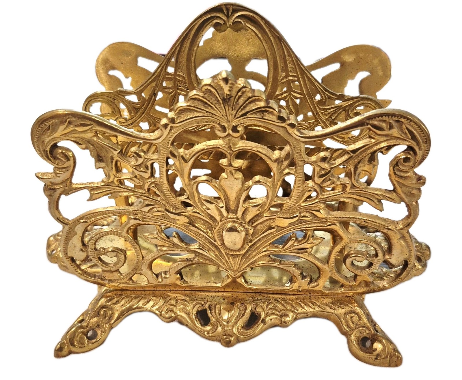  Vintage Brass Art Nouveau Designed Letter,Napkin Or Toast Holder