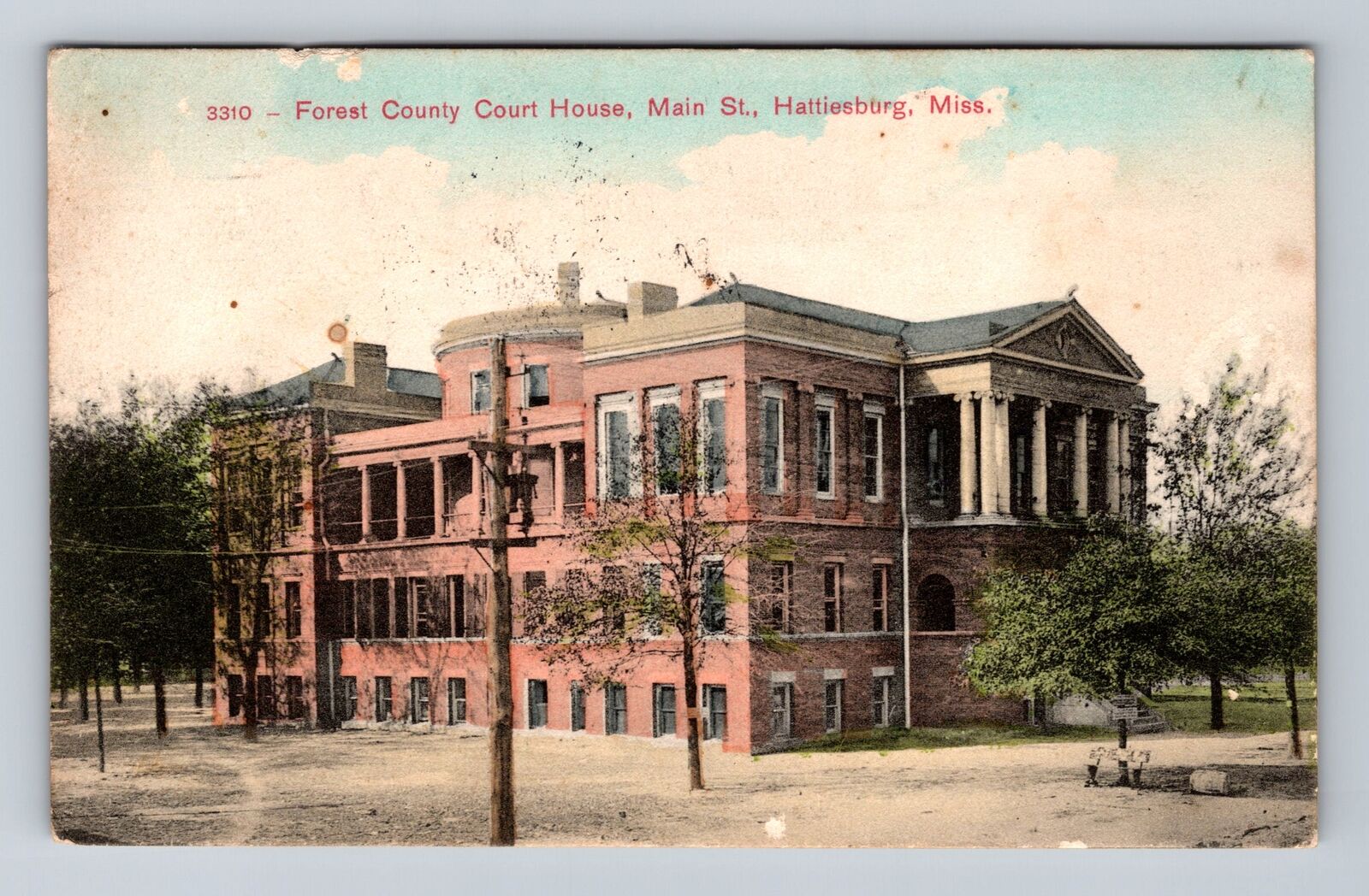 Hattiesburg MS-Mississippi, Forest County Courthouse, Vintage c1908 Postcard