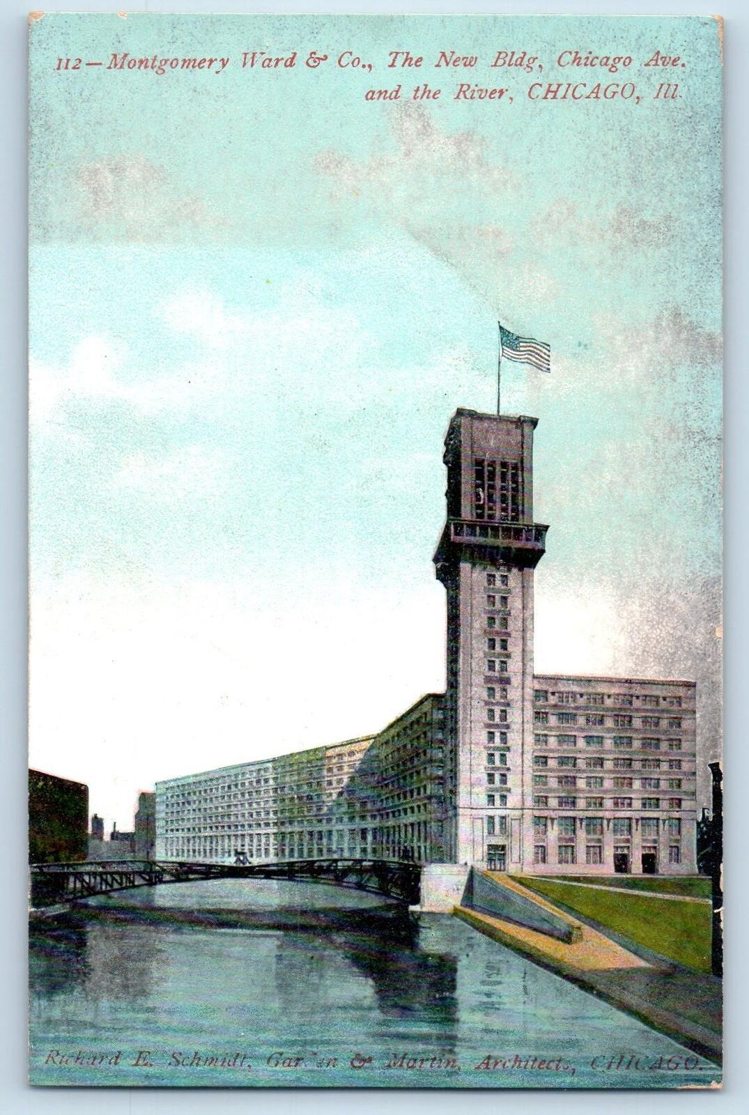 c1910\'s Montgomery Ward & Co. Chicago Ave. The River Chicago Illinois Postcard