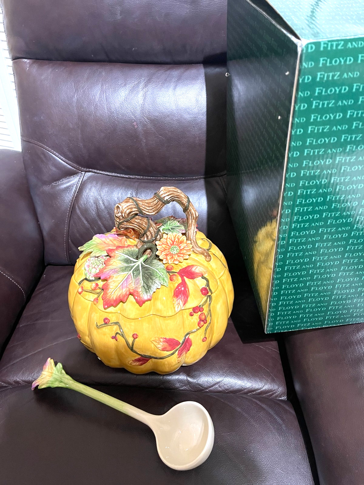 FITZ & FLOYD harvest heritage PUMPKIN COVERED SOUP TUREEN W/ LADLE NEW LARGE FITZ & FLOYD harvest heritage PUMPKIN COVERED SOUP TUREEN W/ LADLE NEW LARGE