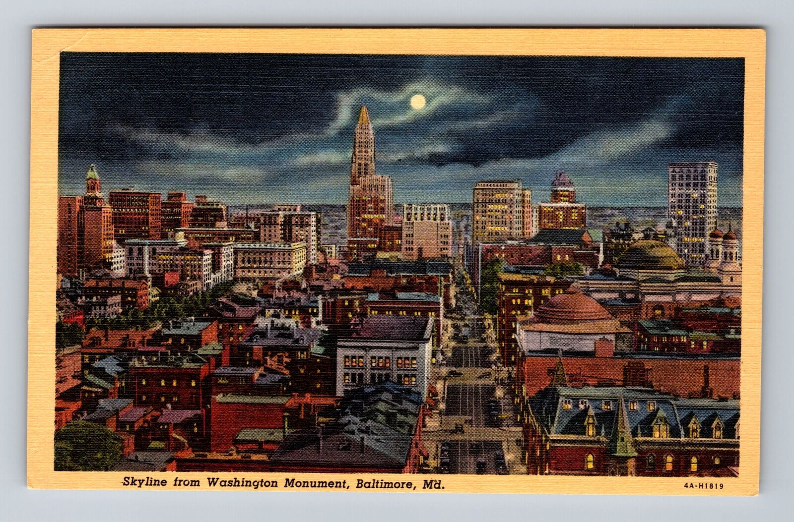 Baltimore MD-Maryland, Skyline from Washington Monument, Vintage Postcard