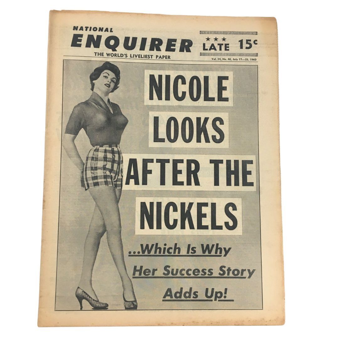 National Enquirer Newspaper July 17 1960 Nicole Looks After The Nickels