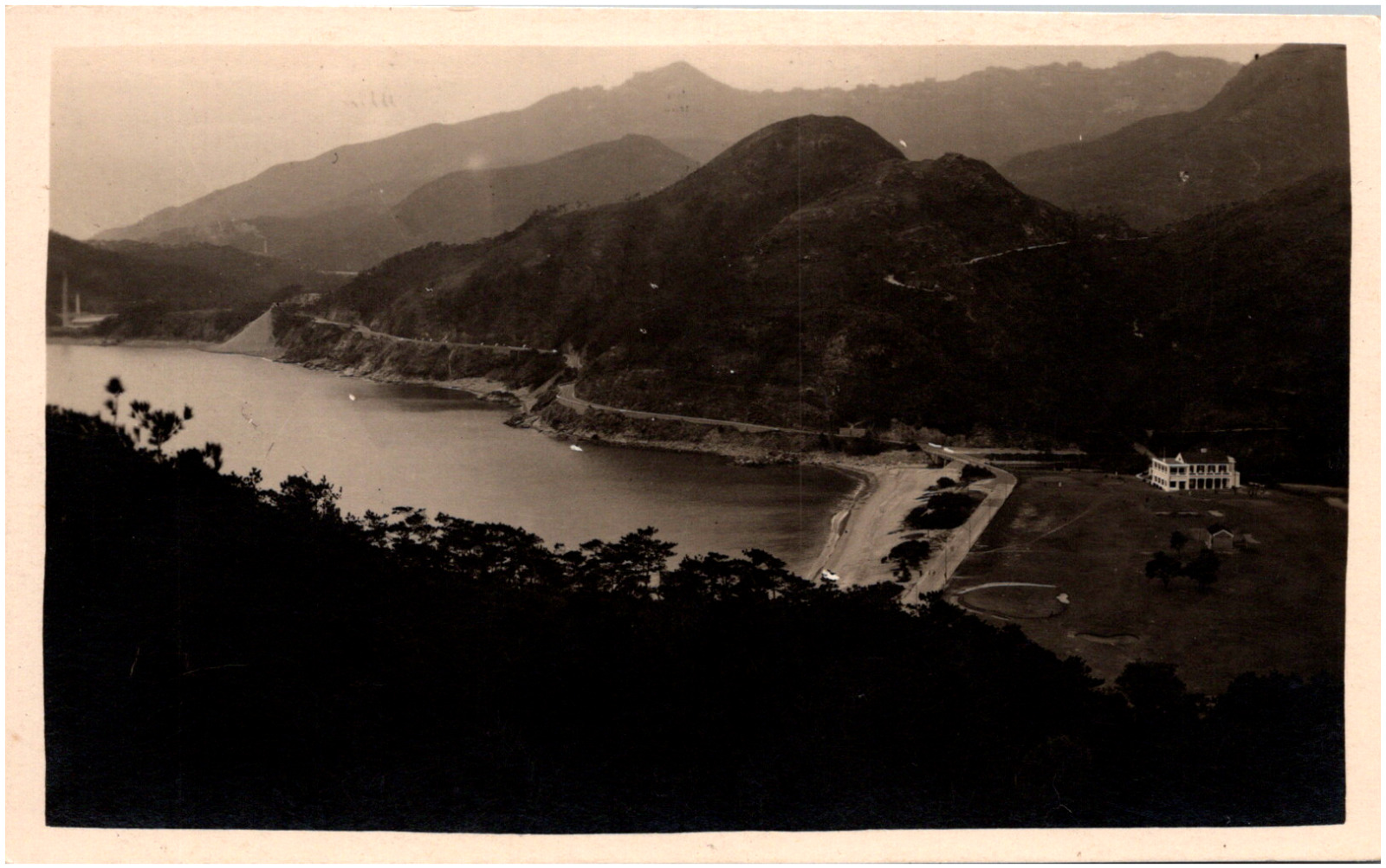 Deep Water Bay Beach & Golf Club Hong Kong China 1920s RPPC Postcard Photo