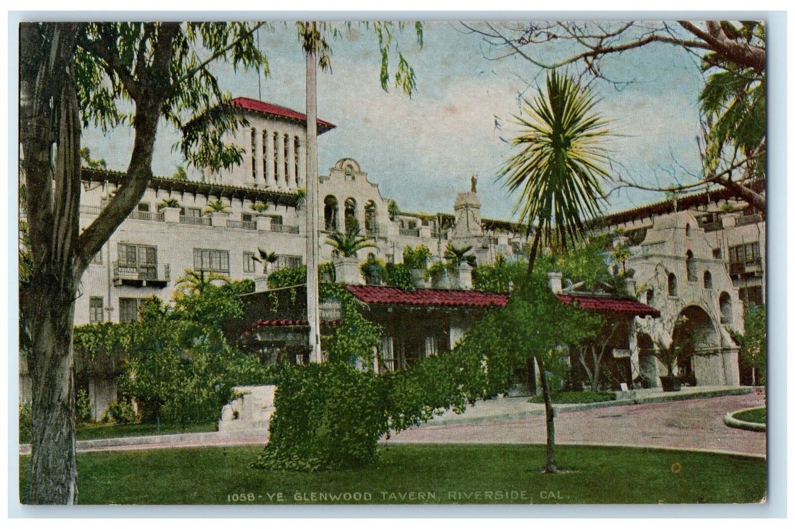 c1910\'s Glenwood Tavern Building Campanile Riverside California Antique Postcard