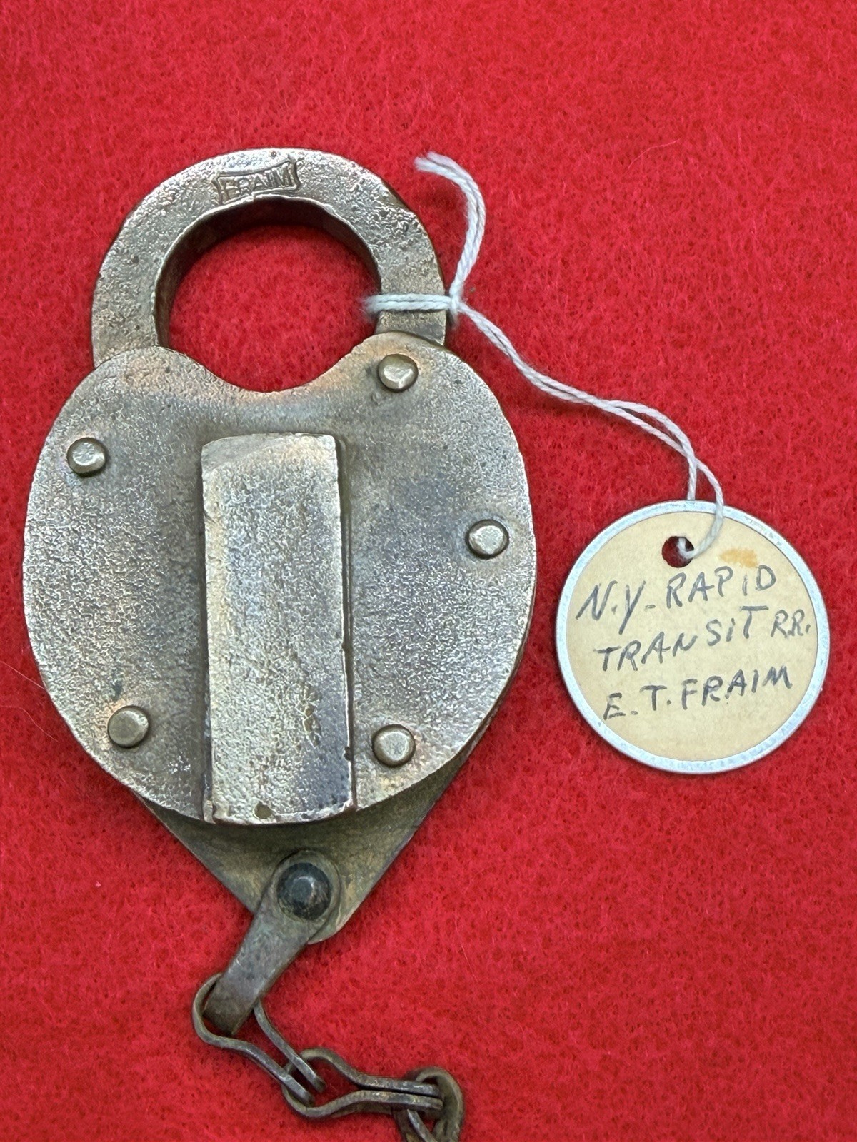Vintage Antique Obsolete NYRT New York Brass Padlock Vintage Antique Obsolete NYRT New York Brass Padlock