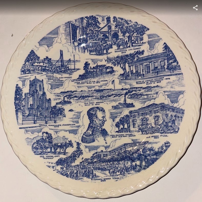 Vernon Kilns 1948 Brownsville Centennial Commemorative Plate Blue White Texas Vernon Kilns 1948 Brownsville Centennial Commemorative Plate Blue White Texas