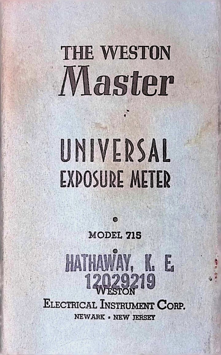 Weston Master Model 715 Meter Manual Newark NJ 1950s K.E. Hathaway Inscribed