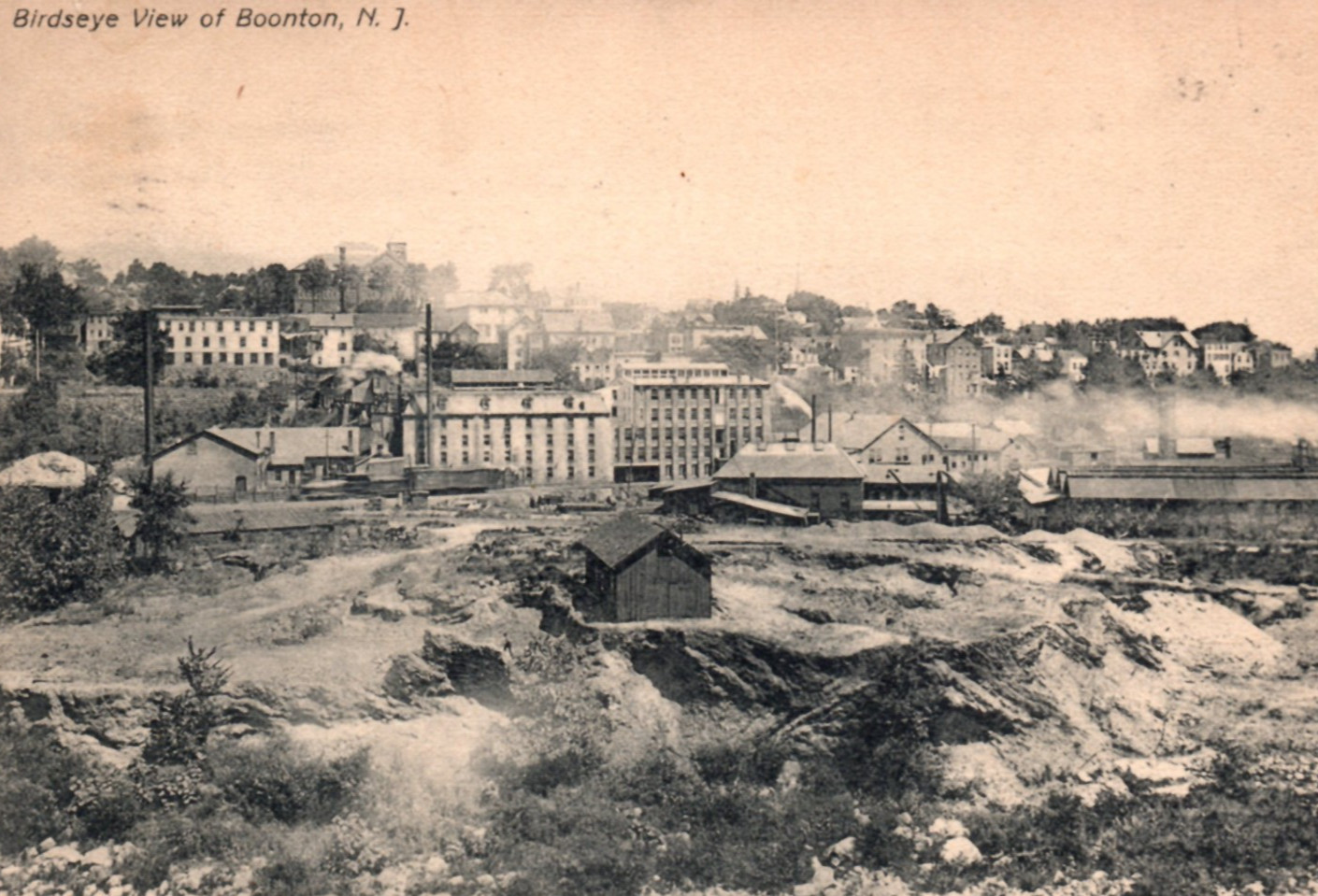 Boonton NJ Birdseye View Postcard Vintage