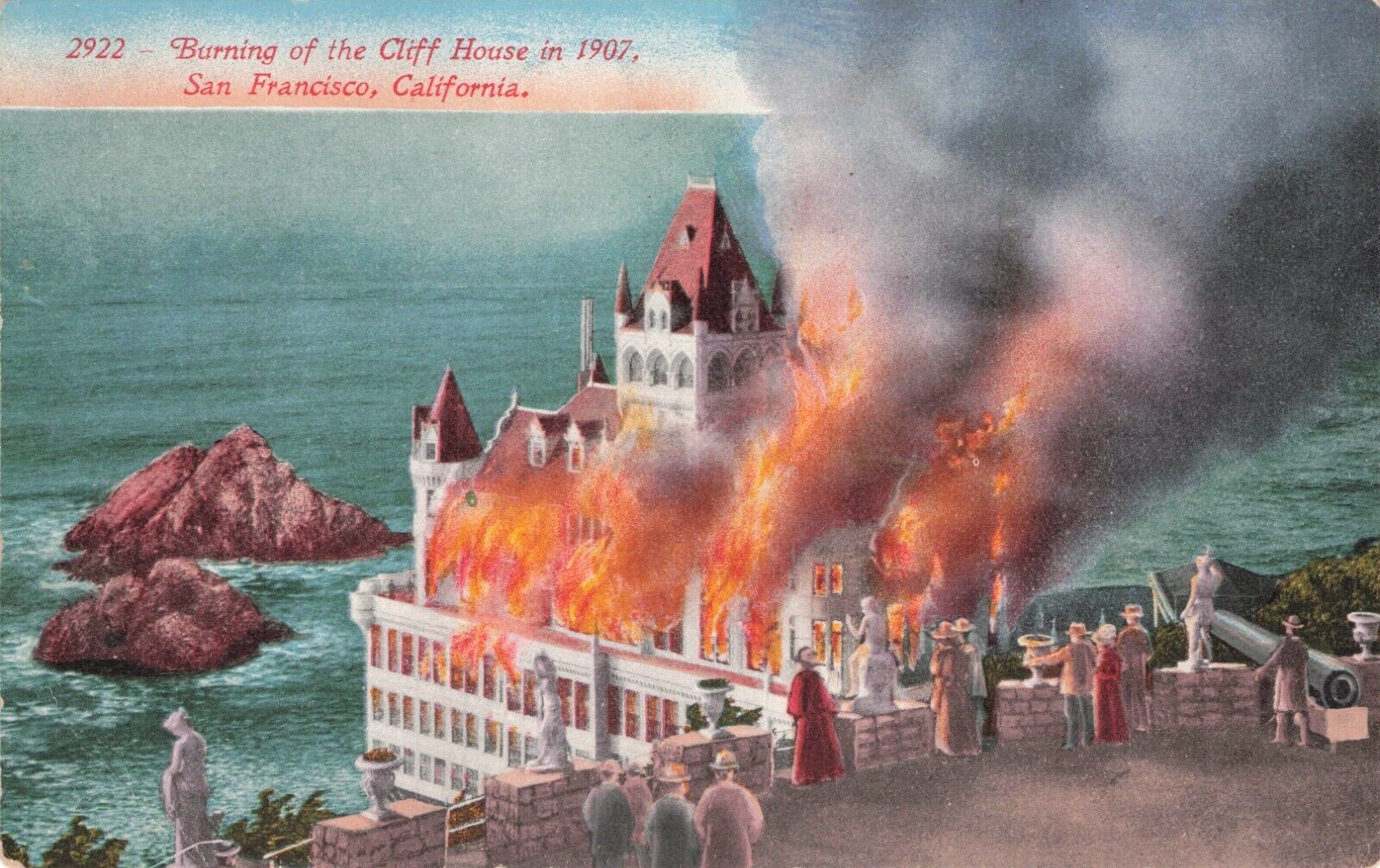 Vintage Postcard San Francisco Burning of Cliff House  1907 Edward Mitchell 524